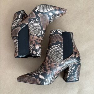 Brand New Qupid Snakeskin Heeled Booties
